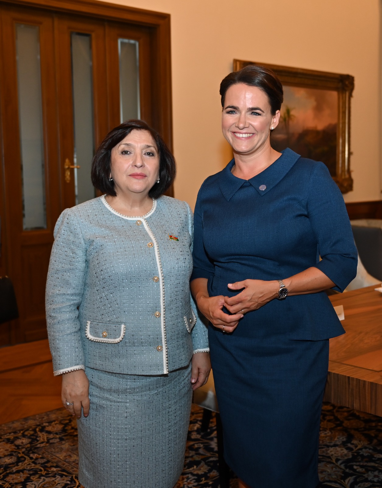 Speaker of Milli Majlis Sahiba Gafarova Speaks with President of Hungary Katalin Novák